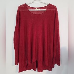 Eileen Fisher brick red linen tunic Sz M ( Oversized)